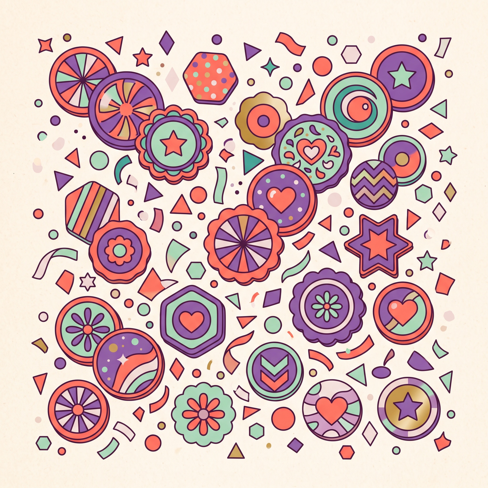 Token hiasan warna-warni